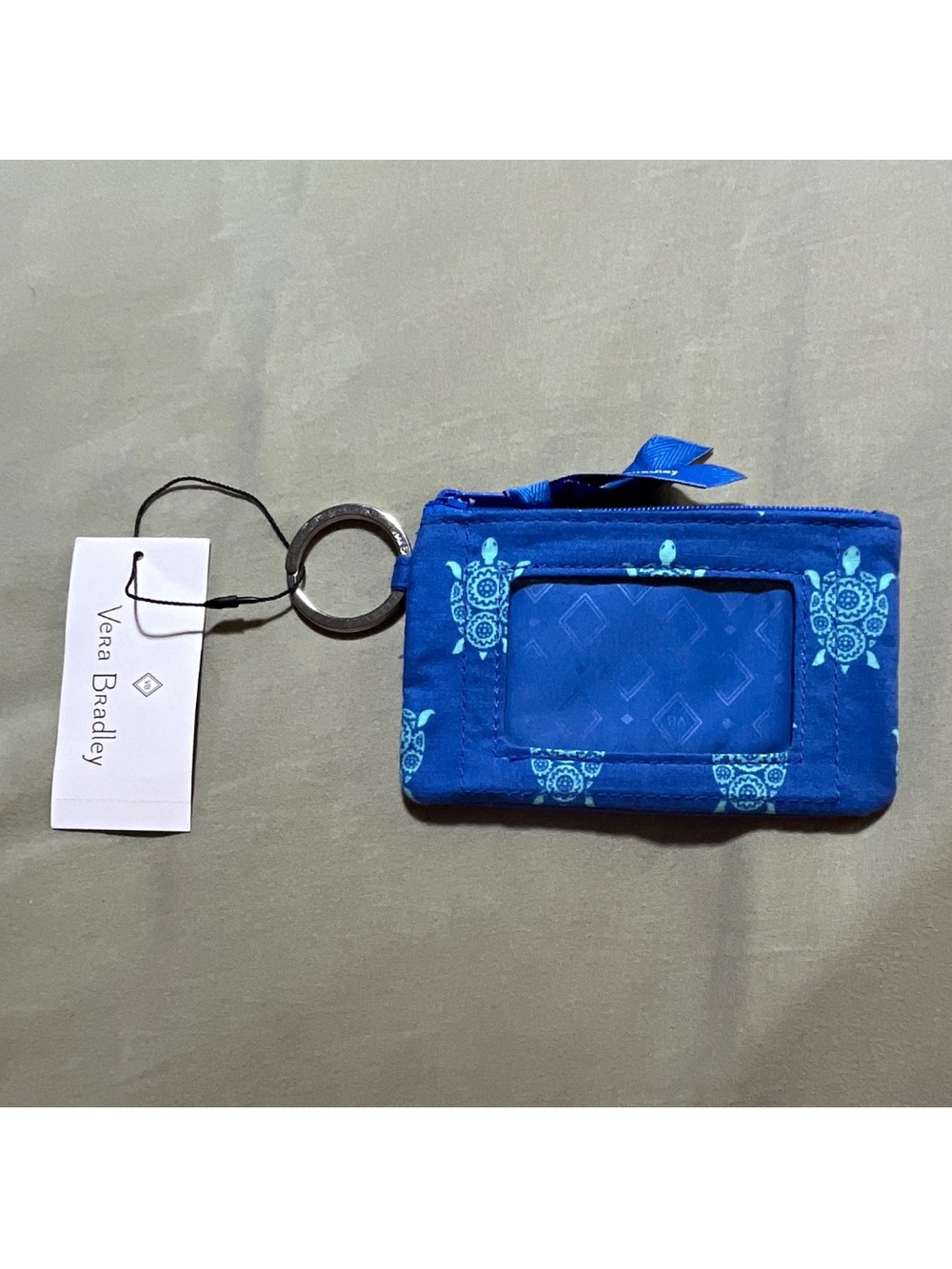 NWT Vera Bradley Marine Turtles Zip ID Case with Key Ring - Picture 1 of 4